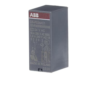 ABB CR-P024AC1 Pluggable interface relay 1c/o, A1-A2=24VAC, 250V/16A 1SVR405600R0000