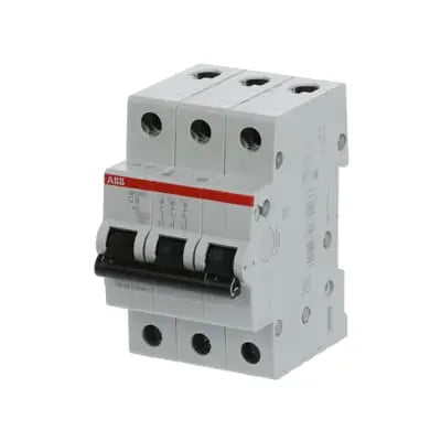 ABB SH203-C6 MCB, 3-pole 6A Type C 6kA, official ABB product photo, additional angle