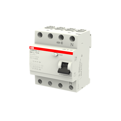 ABB ELCB/RCCB FH204 AC-63/0.1 رباعي الأقطاب 63 أمبير 100 مللي أمبير