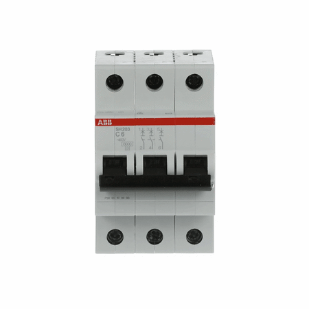 ABB SH203-C6 3-pole miniature circuit breaker, 6A, front view UAE