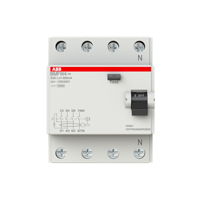 ABB BMFW463/AC300 Residual Current Circuit Breaker AC Type, 4P, 63A, 300mA