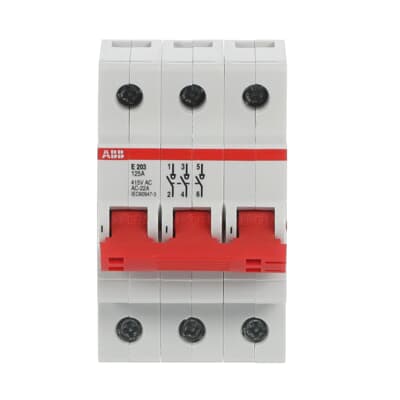 قاطع ABB طراز E203/125R ثنائي القطب 125 أمبير يُركب على قضيب DIN