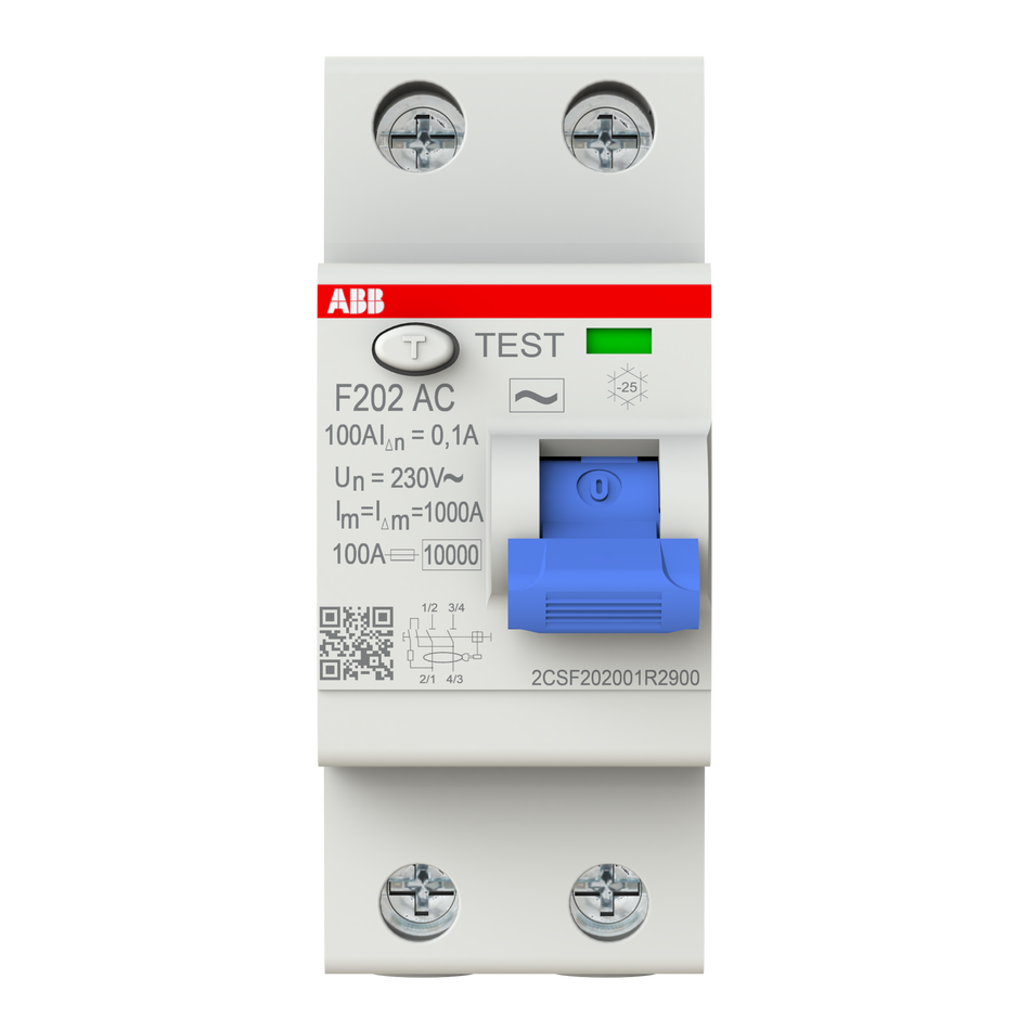 ABB F202 RCCB 100A ثنائي القطب 100mA نوع A — ELCB