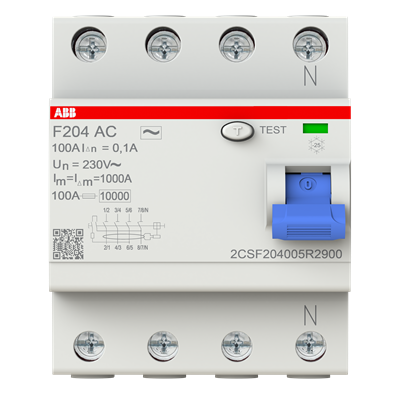 ABB RCCB/ELCB F204 100A رباعي الأقطاب 100mA