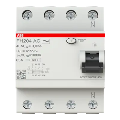 ABB FH204 AC-40/0.03 RCCB 40A 4-Pole 30mA - front view