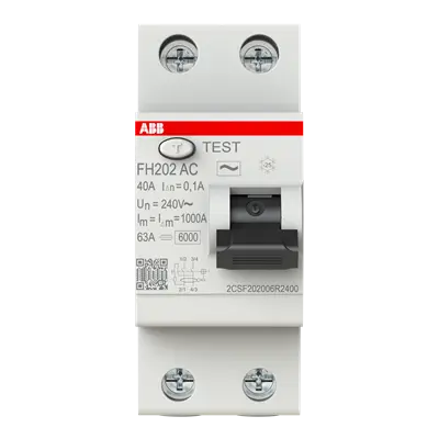 ABB FH202 AC-40/0.1 RCCB 2-Pole 40A 100mA - official product photo, front view
