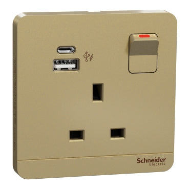 Schneider AvatarOn E8315DACUSB 21W USB Socket Wine Gold