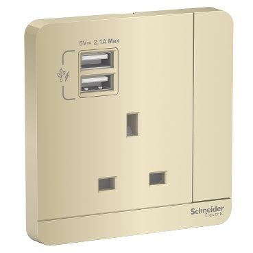 Schneider AvatarOn E8315USB 2 USB Socket Wine Gold