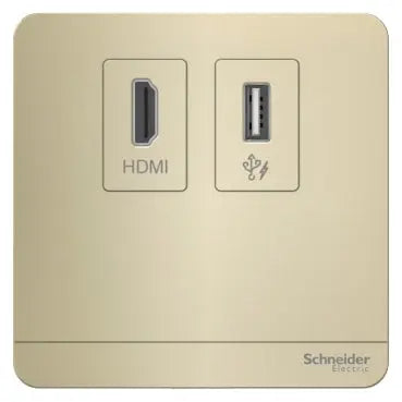 Schneider AvatarOn E8332HDUSB Socket Wine Gold Schneider Electric