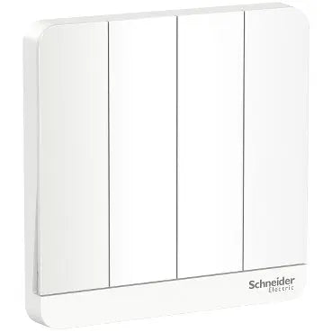 Schneider AvatarOn 16A 4-Gang 2-Way Switch, White (E8334L2_WE) - non-LED mechanism family reference, same 4-gang White finish
