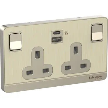 Schneider AvatarOn E83T25ACUSB 2G USB Socket Gold Schneider Electric
