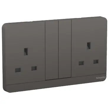 Schneider AvatarOn E83T25N 2-Gang LED Socket Dark Grey Schneider Electric