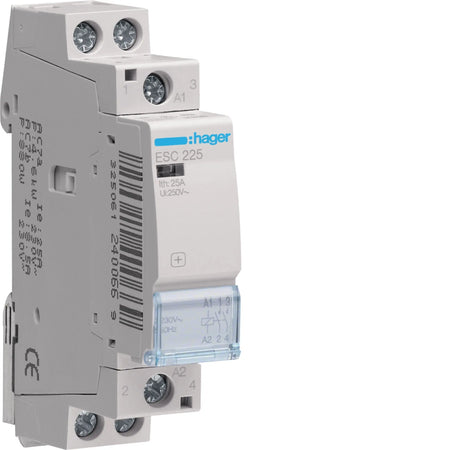 Hager ESC225 25A 2-pole installation contactor 230V AC — official Hager product photo