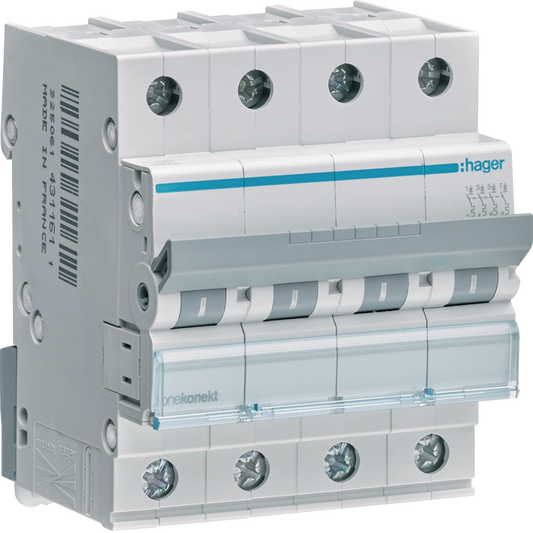 HAGER मिनिएचर सर्किट ब्रेकर चार पोल 63A 6KA 4P MCB MCN463 