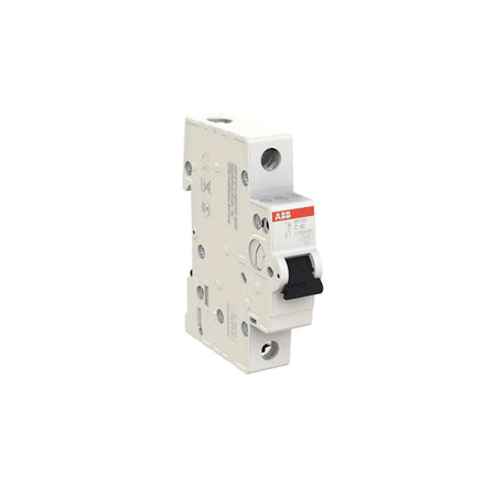 ABB 1P miniature circuit breaker, Type C, 6 kA, 6–32 A, white body with red ABB label and black toggle UAE
