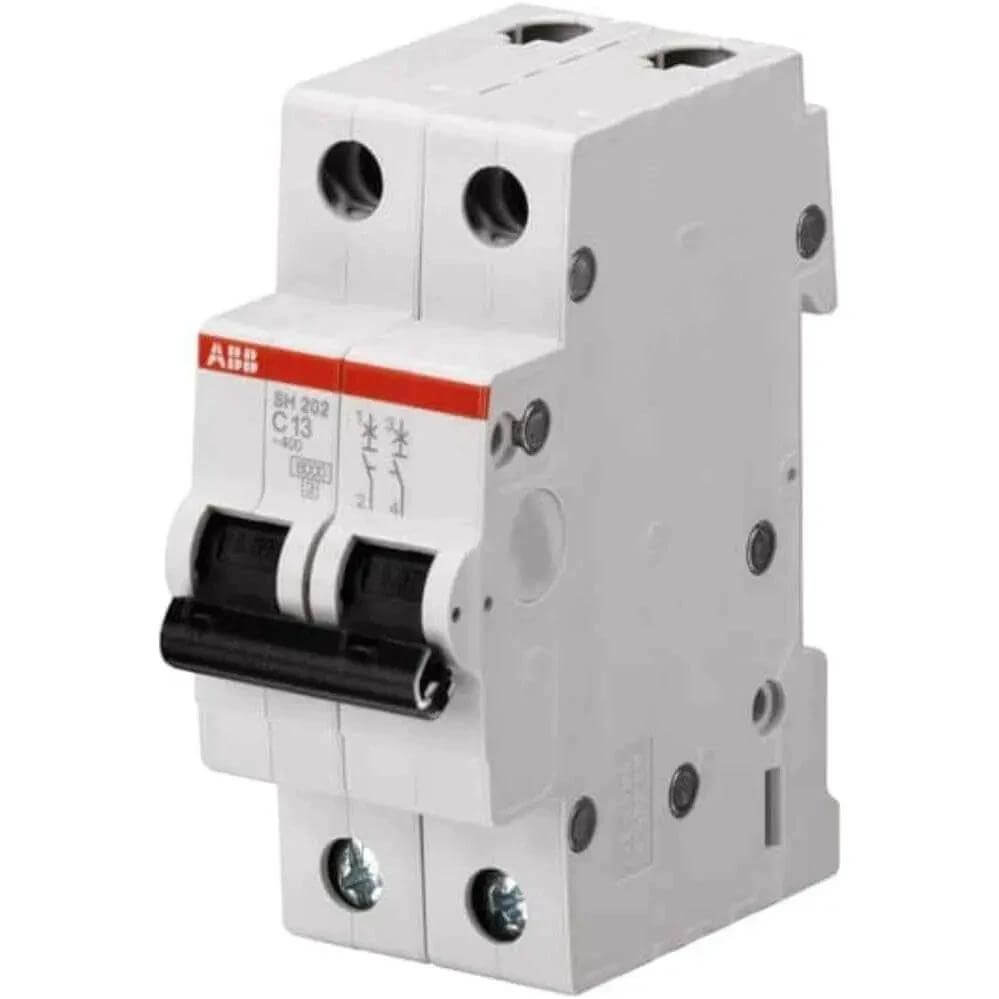 ABB 2-pole miniature circuit breaker, 32A, type C (SH202-C32), front view. UAE
