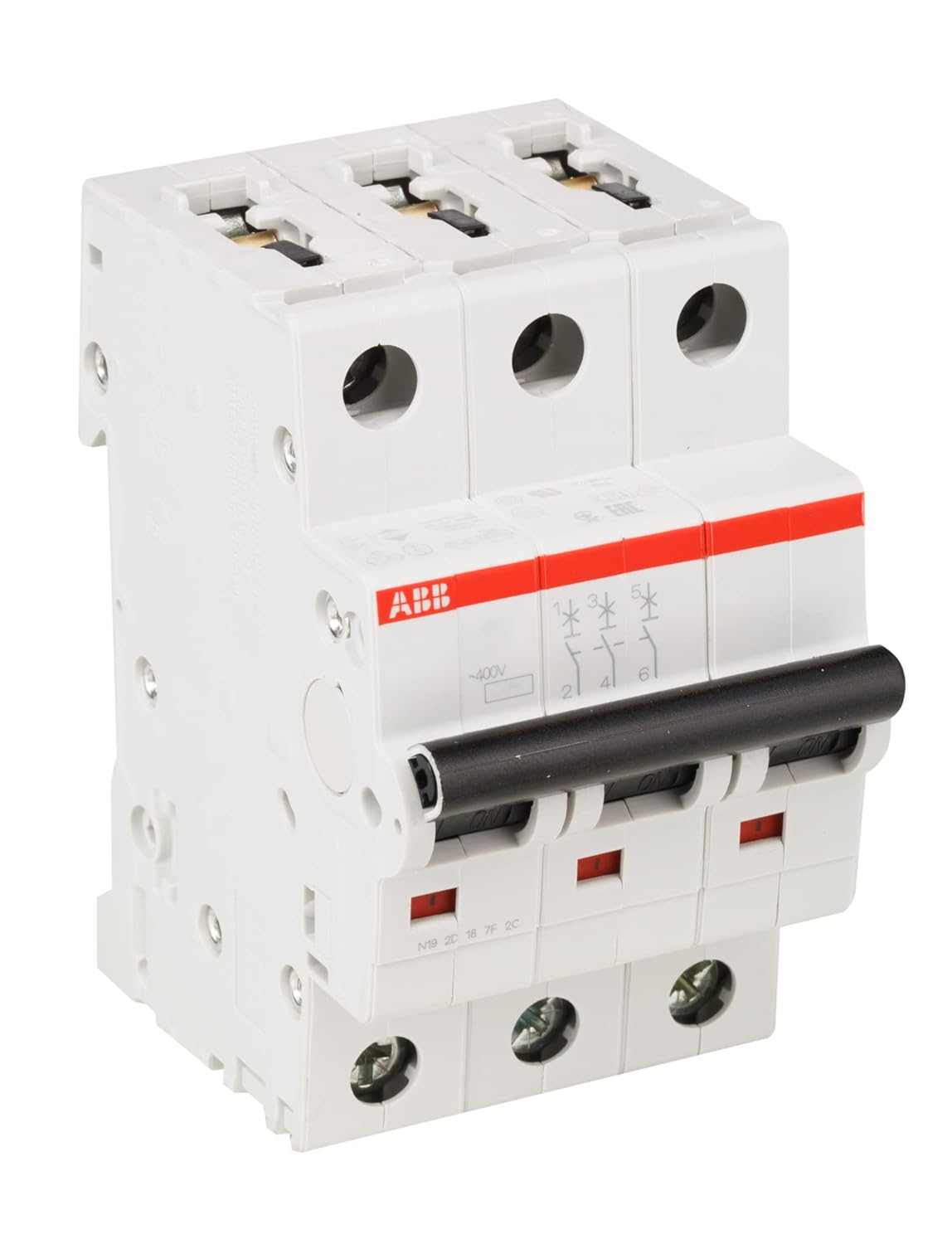ABB Three pole Miniature Circuit Breaker 10A TP MCB 6KA TYPE C SH203-C10 2CDS213001R0104 - Deluxe Electricals