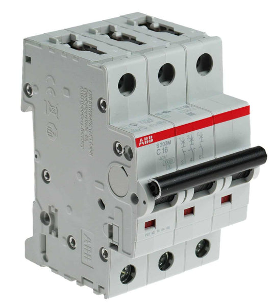ABB Three pole Miniature Circuit Breaker 16A TP MCB 10KA TYPE S203M-C16 2CDS273001R0164 - Deluxe Electricals