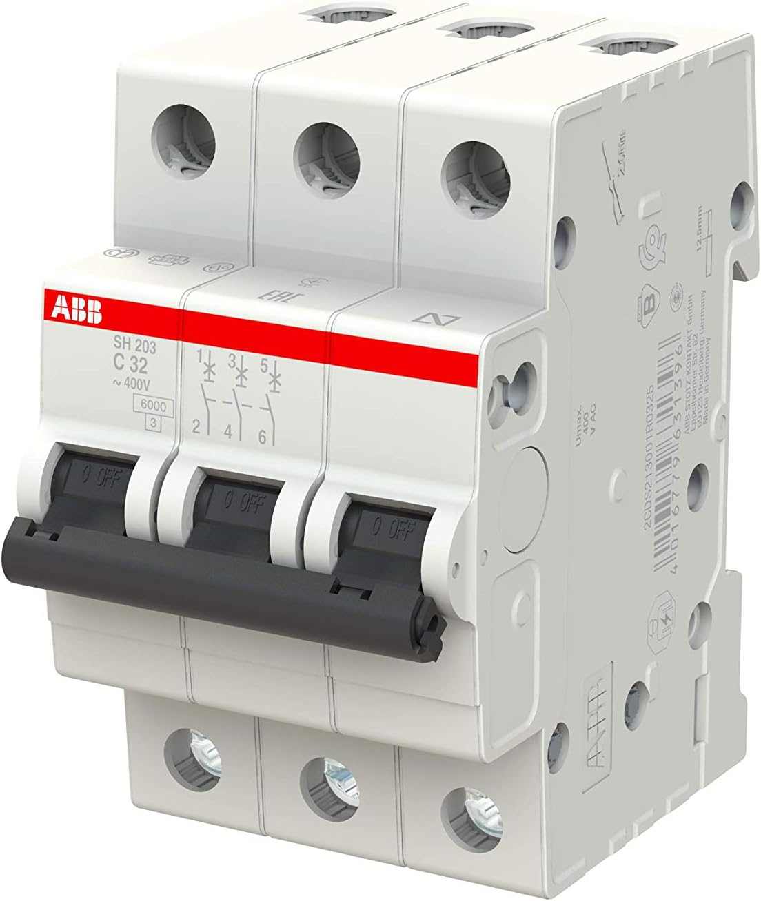Abb Three Pole Miniature Circuit Breaker 32A Tp Mcb 6Ka Type C Sh203-C32 2Cds213001R0324 - Deluxe Electricals