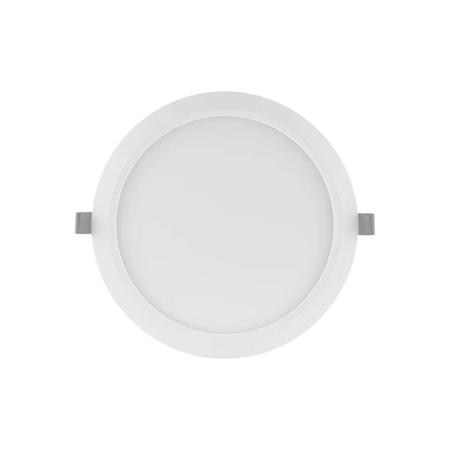 Ledvance LED Value Slim round downlight, white circular ceiling panel with side mounting clips. UAE