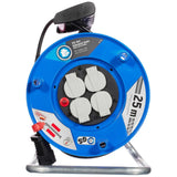 Brennenstuhl Garant cable reel blue housing, 25 m, four white outlets, 16A H05VV-F 3G1.5, model 1208010 UAE