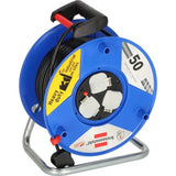 Alt Tag: Brennenstuhl PVC Garant 50 yard 3 way Extension Cable Reel 13A heavy duty blue cable reel with 3 sockets UAE