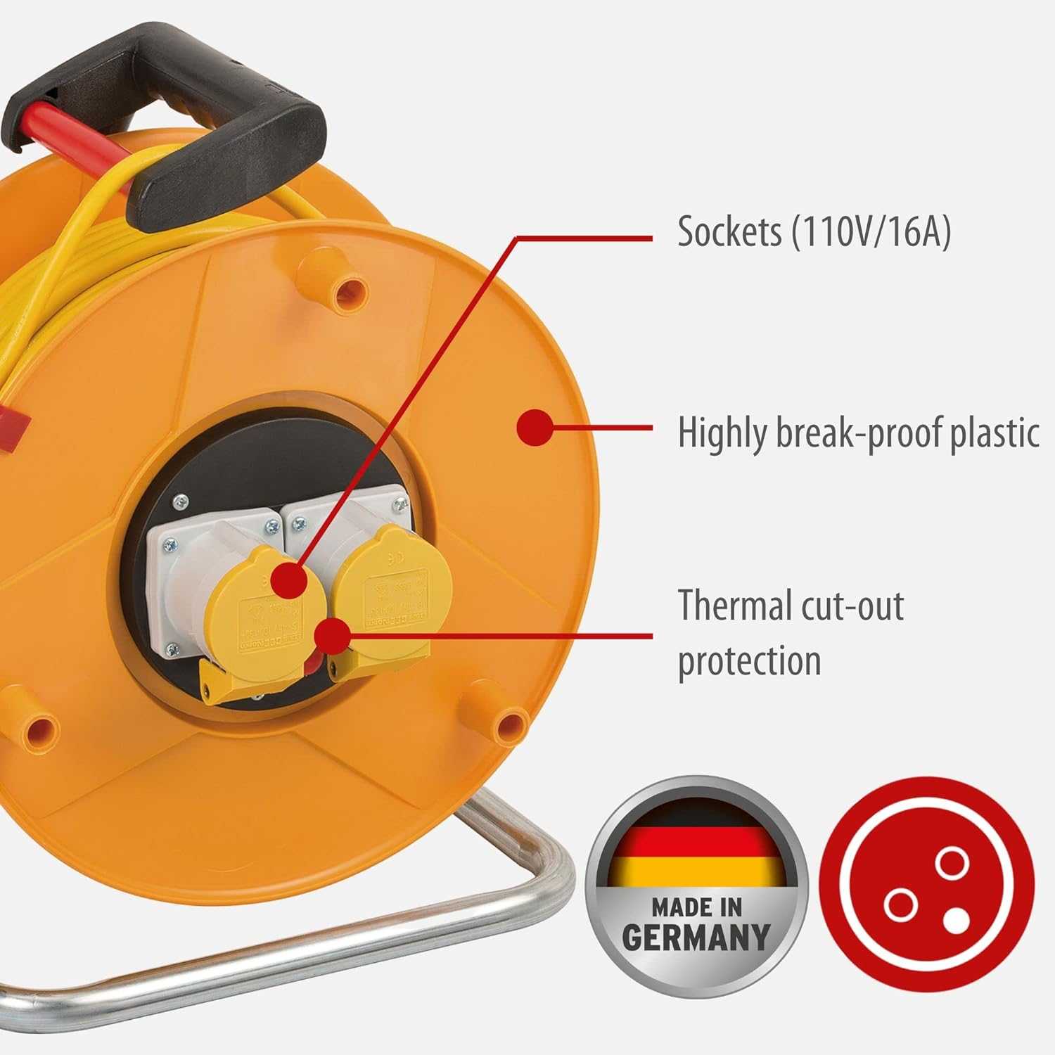 Brennenstuhl Garant 110V CEE 2 cable reel 50m H05VV-F 3G1,5, 1138873 - Deluxe Electricals