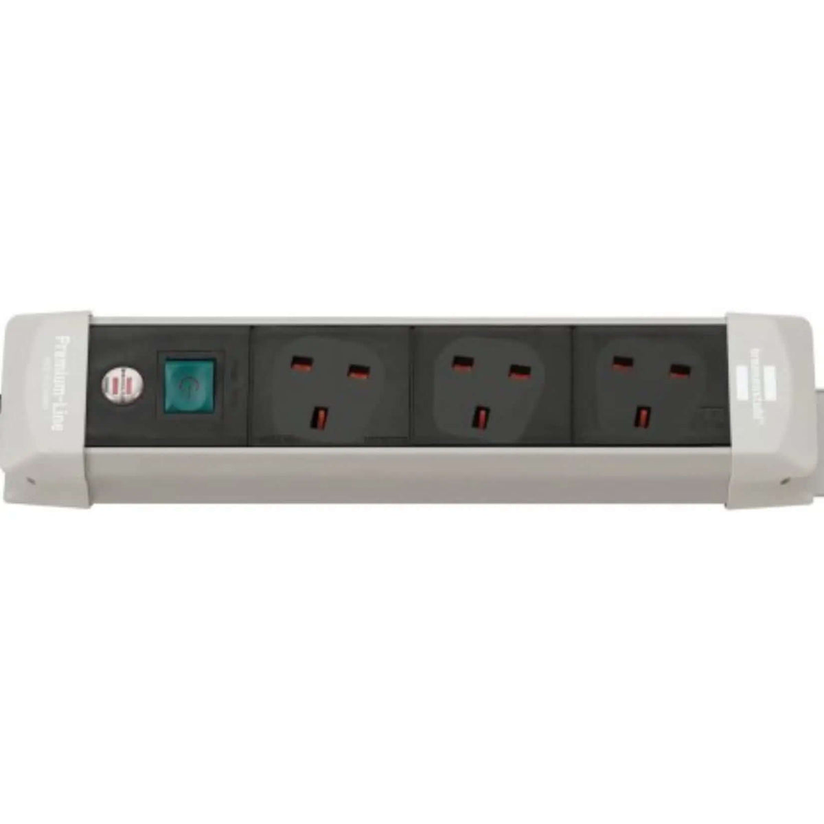 Brennenstuhl Premium Line Multistandard 13A 3-way extension strip with 5m cord, black/grey UAE