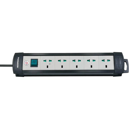 Alt Tag: Brennenstuhl Premium Line 5-way Extension Cord 3m black power strip with 5 universal sockets and on/off switch, made