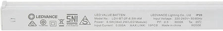 Ledvance 2ft LED Batten Light model LDV-BT-2F-6.5W-AM, 6.5W, warm white/daylight, side-label view
