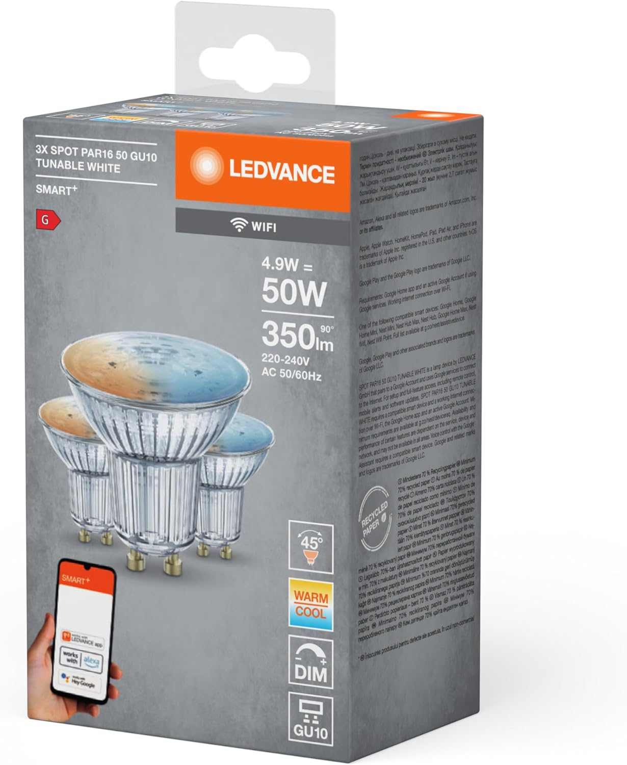 LEDVANCE Smart LEDLamp with WiFi Technology, Base: E14, Di mmable, Tunable White (2700-6500K), RGB Colors Changeable, Replaces Incandescent Lamps with 40 W, SMART+ WiFi Candle Multicolour, 1-Pack - Deluxe Electricals