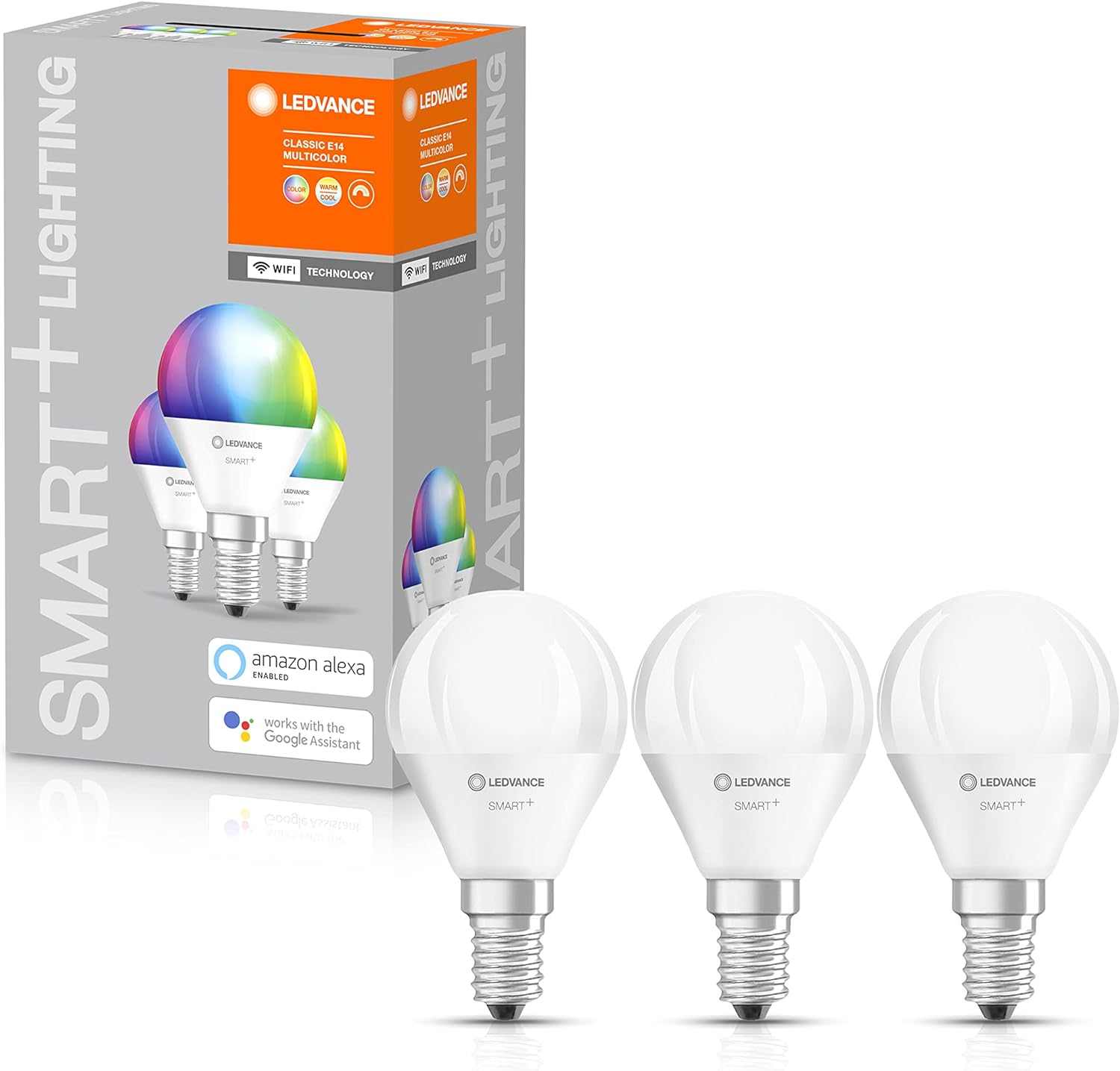 LEDVANCE Smart LEDLamp with WiFi Technology, Base: E14, Di mmable, Tunable White (2700-6500K), RGB Colors Changeable, Replaces Incandescent Lamps with 40 W, SMART+ WiFi Candle Multicolour, 1-Pack - Deluxe Electricals