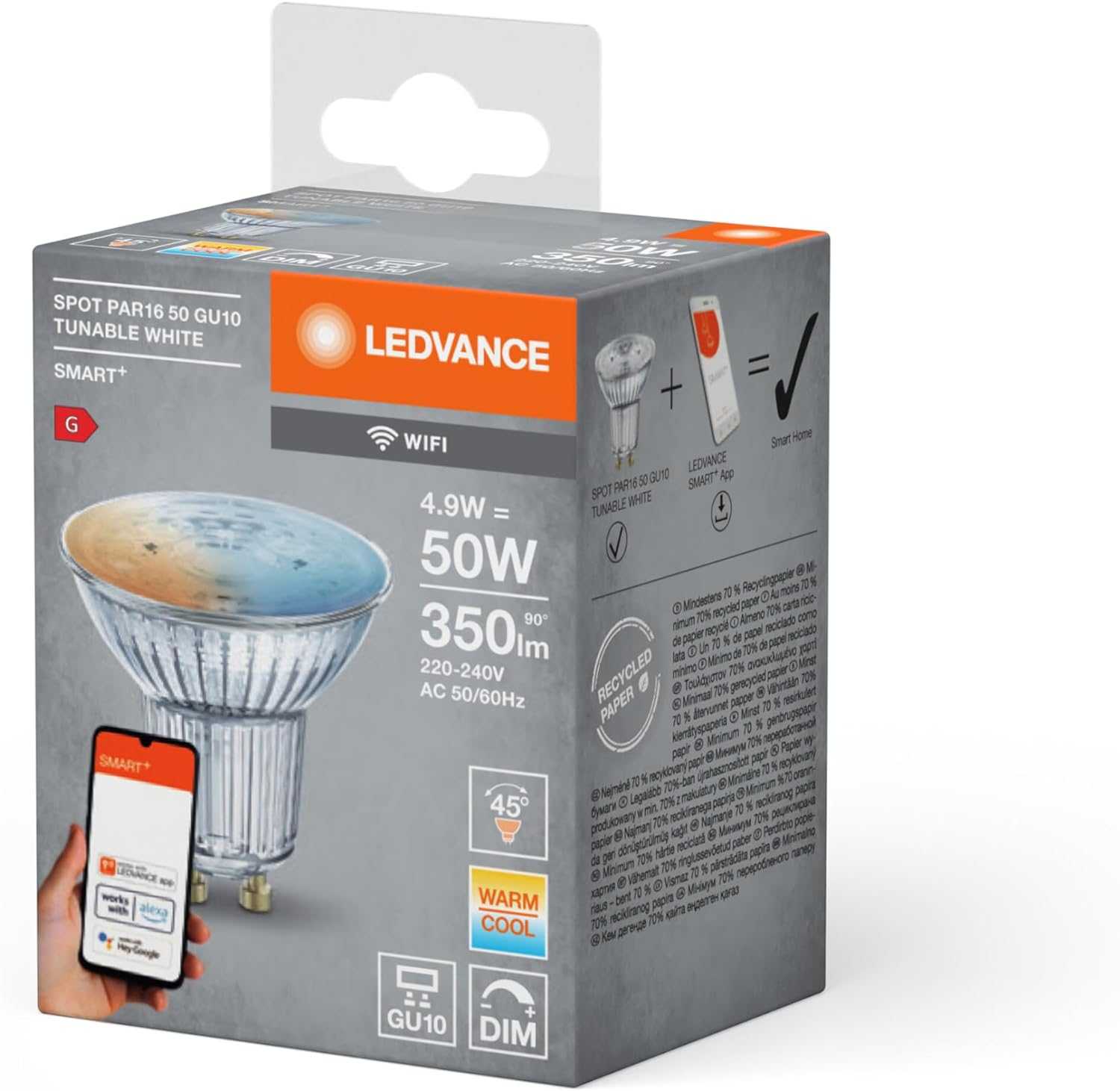LEDVANCE Smart LEDLamp with WiFi Technology, Base: E14, Di mmable, Tunable White (2700-6500K), RGB Colors Changeable, Replaces Incandescent Lamps with 40 W, SMART+ WiFi Candle Multicolour, 1-Pack - Deluxe Electricals