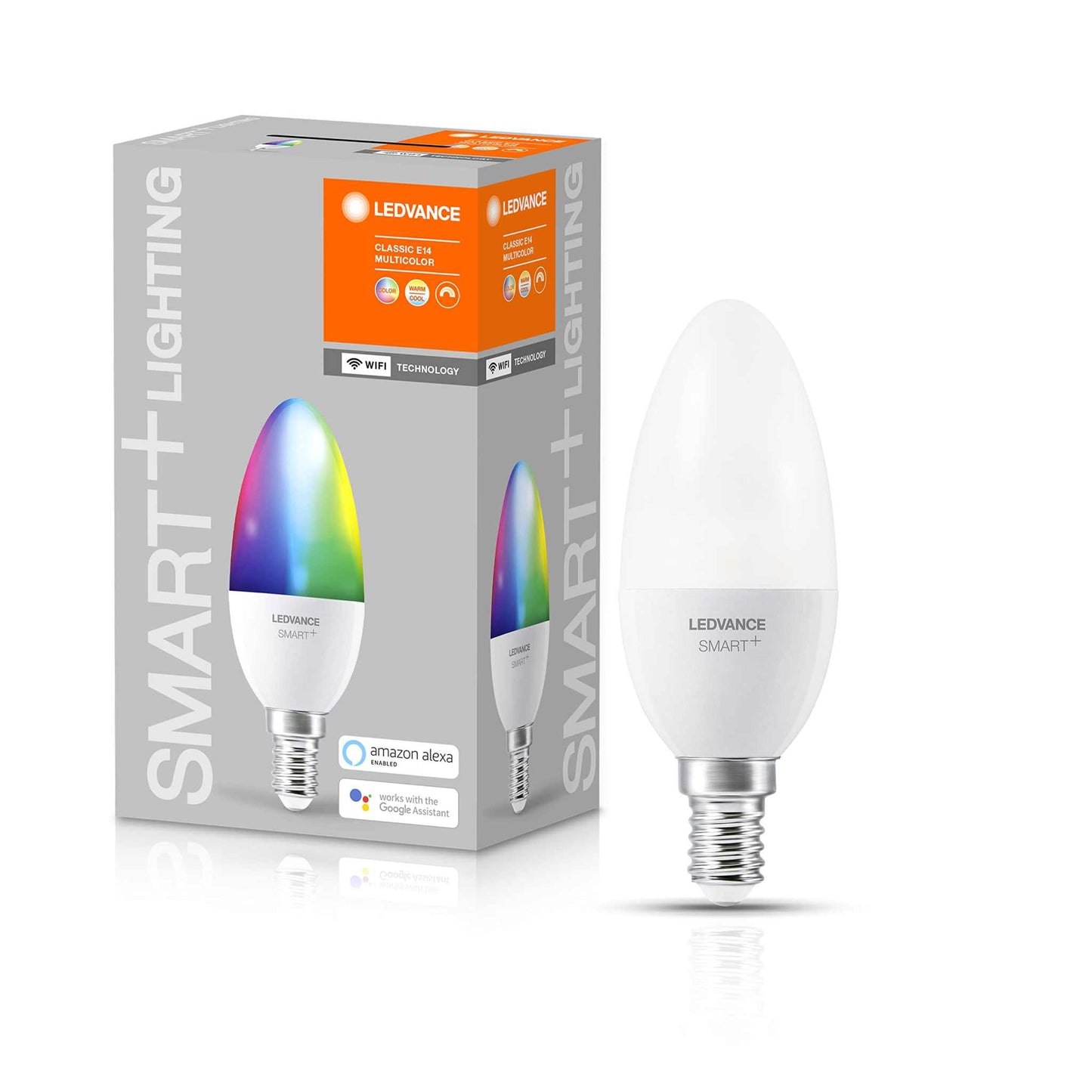 LEDVANCE Smart LEDLamp with WiFi Technology, Base: E14, Di mmable, Tunable White (2700-6500K), RGB Colors Changeable, Replaces Incandescent Lamps with 40 W, SMART+ WiFi Candle Multicolour, 1-Pack - Deluxe Electricals