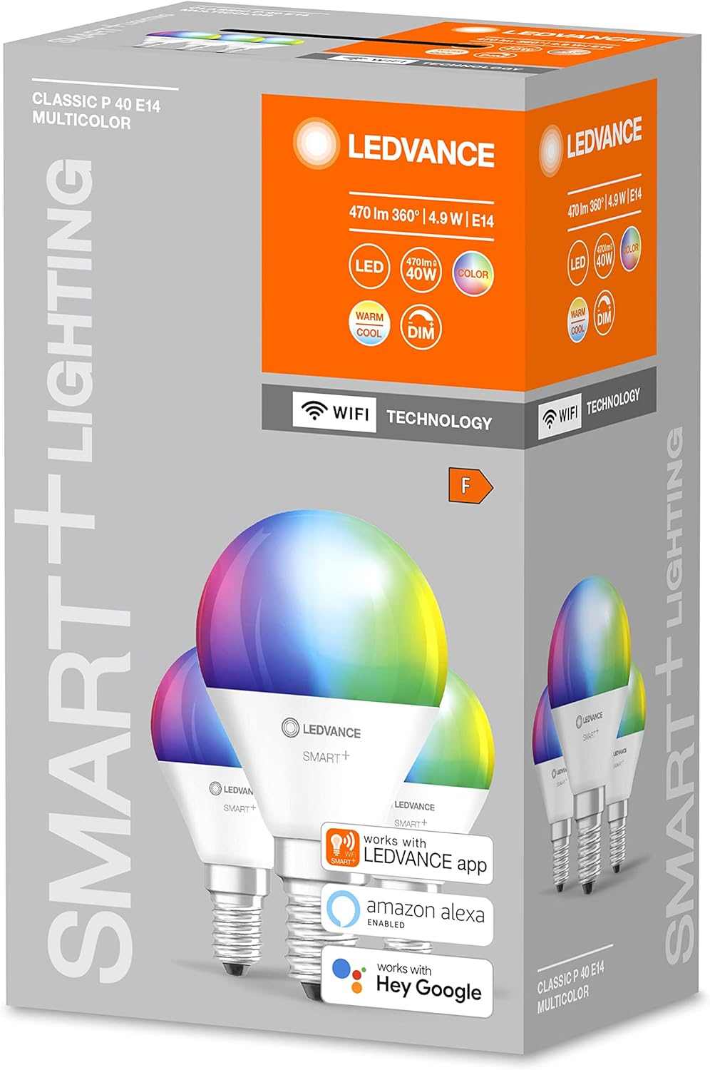 LEDVANCE Smart LEDLamp with WiFi Technology, Base: E14, Di mmable, Tunable White (2700-6500K), RGB Colors Changeable, Replaces Incandescent Lamps with 40 W, SMART+ WiFi Candle Multicolour, 1-Pack - Deluxe Electricals