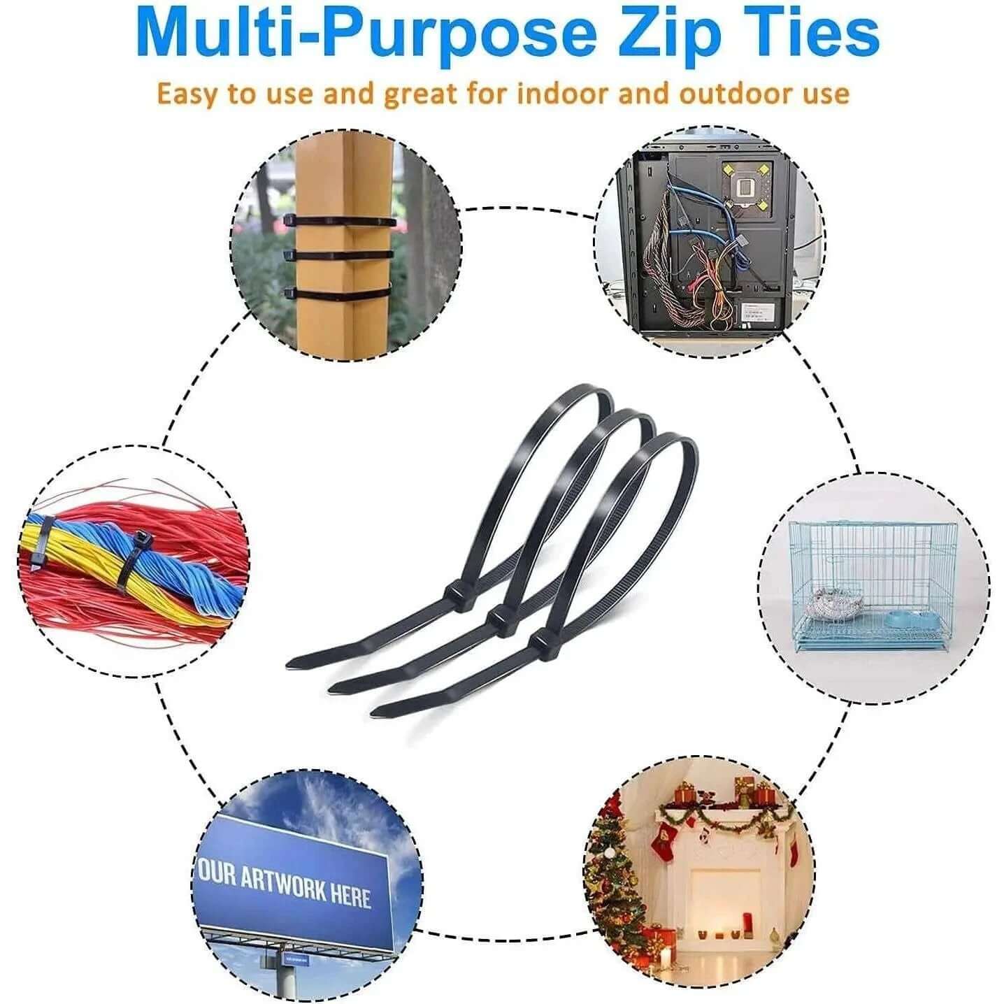 Edge British Standard cable zip ties, black; three ties shown against a white background UAE