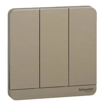 Schneider AvatarOn cover plate, 3-gang, Wine Gold – colour/gang reference photo (cover plate, not this switch's own mechanism)