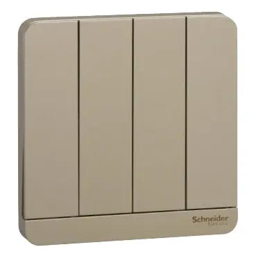 Schneider AvatarOn cover plate, 4-gang, Wine Gold – colour/gang reference photo (cover plate, not this switch's own mechanism)