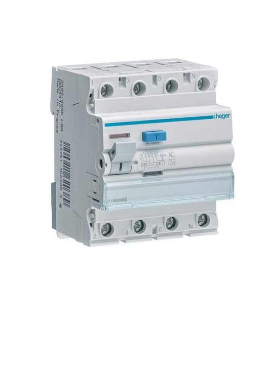 Hager Earth Leakage Circuit Breaker - 40A 4Pole 300Ma (Elcb/Rccb) CFC441J - Deluxe Electricals