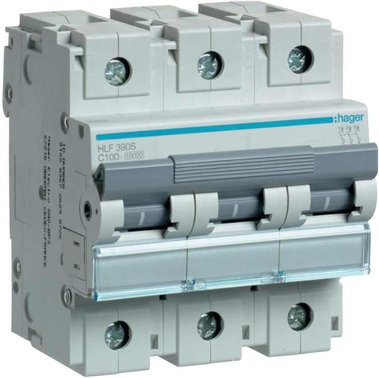 HAGER Miniature circuit breaker Three Pole 100A 10KA TP MCB HLF390S - Deluxe Electricals