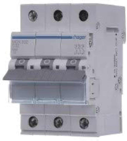 Hager Miniature Circuit Breaker Three Pole 32A 6Ka Tp Mcb Type C MCN332 - Deluxe Electricals