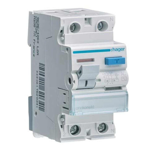 Hager Onekonekt 16A 2P 10MA CCC217J Earth Leakage Circuit Breaker (ELCB/RCCB) - Deluxe Electricals