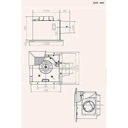 KDK Ceiling Mounted Exhaust Fan,170mm,17CUH - Deluxe Electricals UAE