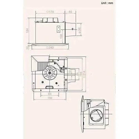 KDK Ceiling Mounted Exhaust Fan,170mm,17CUH - Deluxe Electricals UAE