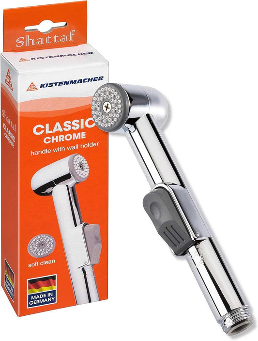 Kistenmacher Bidet sprayer handle CLASSIC chrome, set with replacement bidet handle and wall holder, Made in Germany - Deluxe Electricals