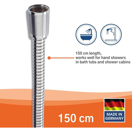 Kistenmacher Safety Hose, 1.5 m - flexible Stainless Steel shower hose with integrated sealings perfect matching for standard hand showers, Made in Germany - Deluxe Electricals