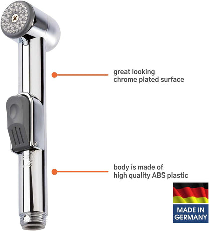 Kistenmacher Bidet sprayer handle CLASSIC chrome, set with replacement bidet handle and wall holder, Made in Germany - Deluxe Electricals