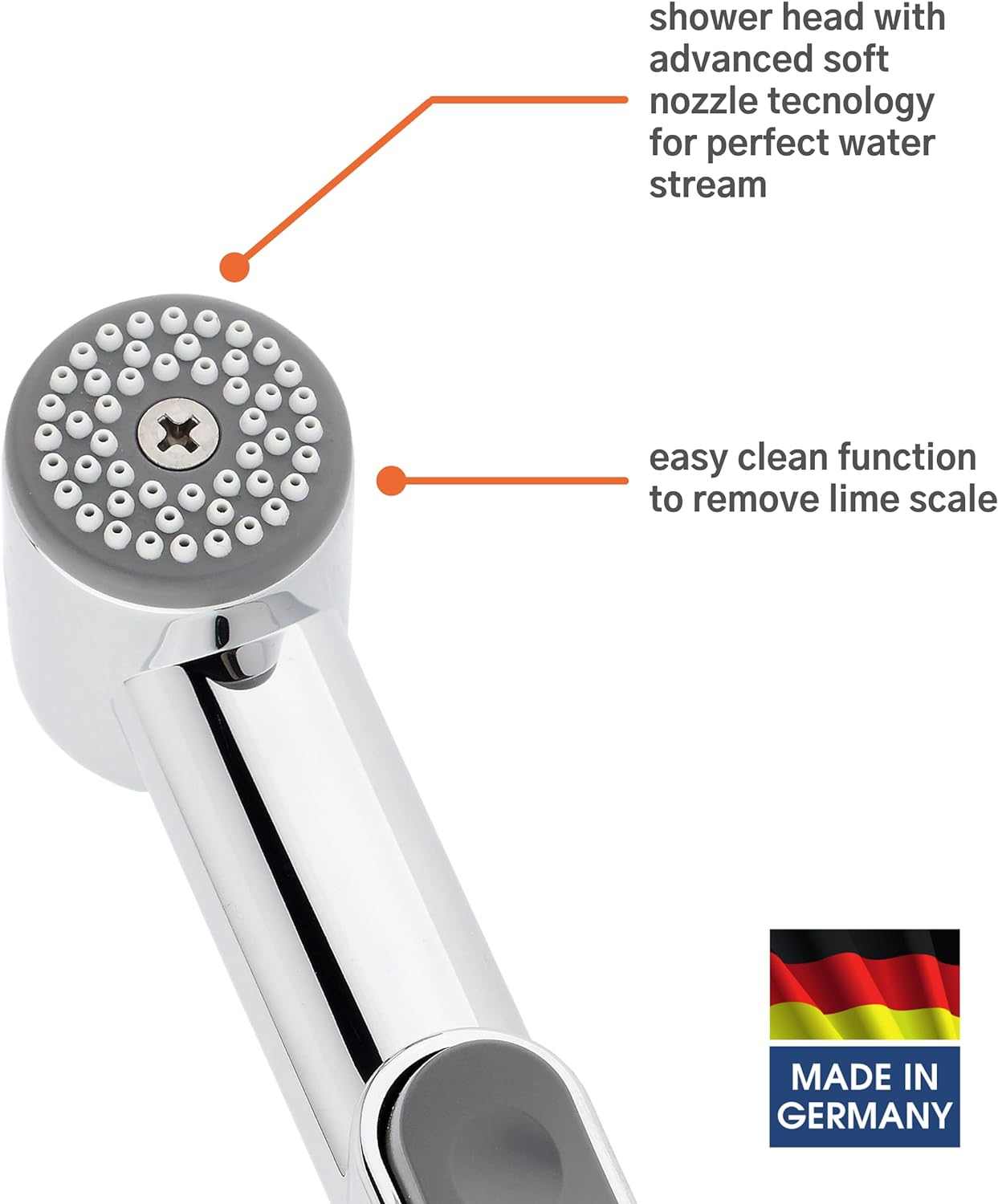 Kistenmacher Bidet sprayer handle CLASSIC chrome, set with replacement bidet handle and wall holder, Made in Germany - Deluxe Electricals