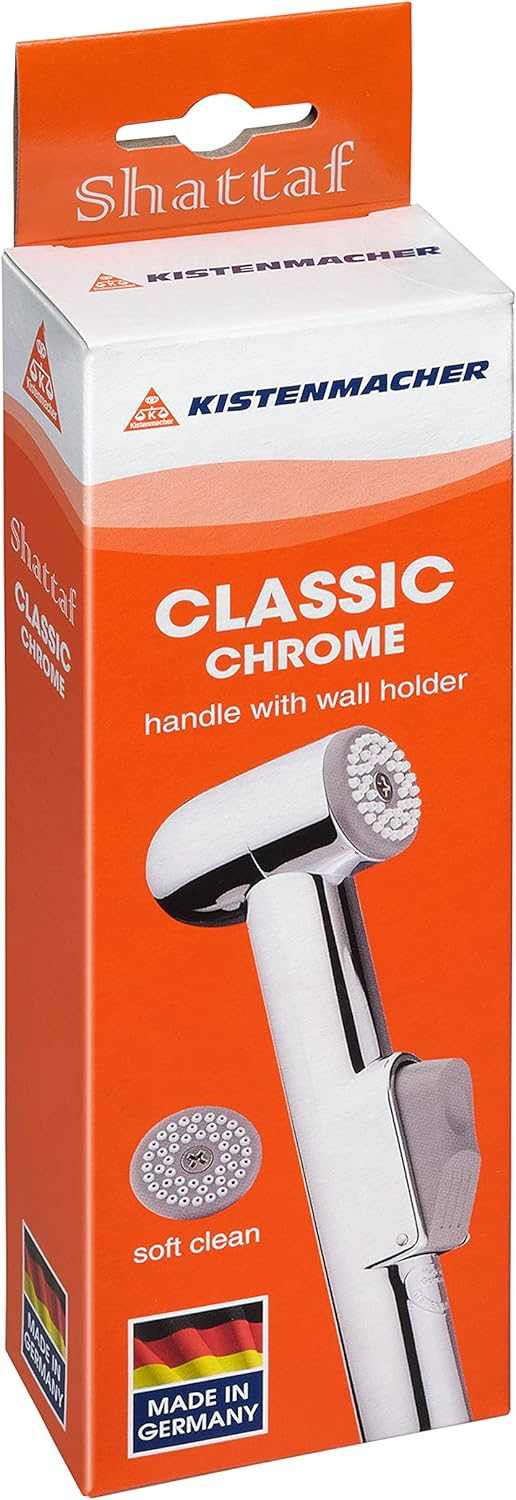 Kistenmacher Bidet sprayer handle CLASSIC chrome, set with replacement bidet handle and wall holder, Made in Germany - Deluxe Electricals