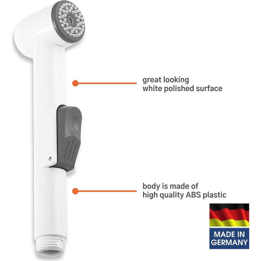 Kistenmacher Bidet sprayer handle CLASSIC white, set with replacement bidet handle and wall holder, Made in Germany - Deluxe Electricals